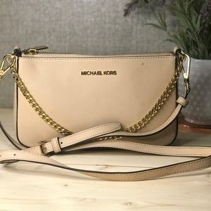 Michael Kors Beige Saffiano Jet Set Crossbody